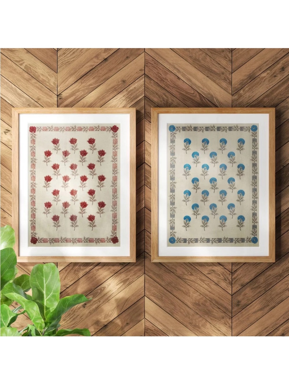 (Set of 2) 16"x 20" Embroidered Floral
Textile Framed Wall Decor